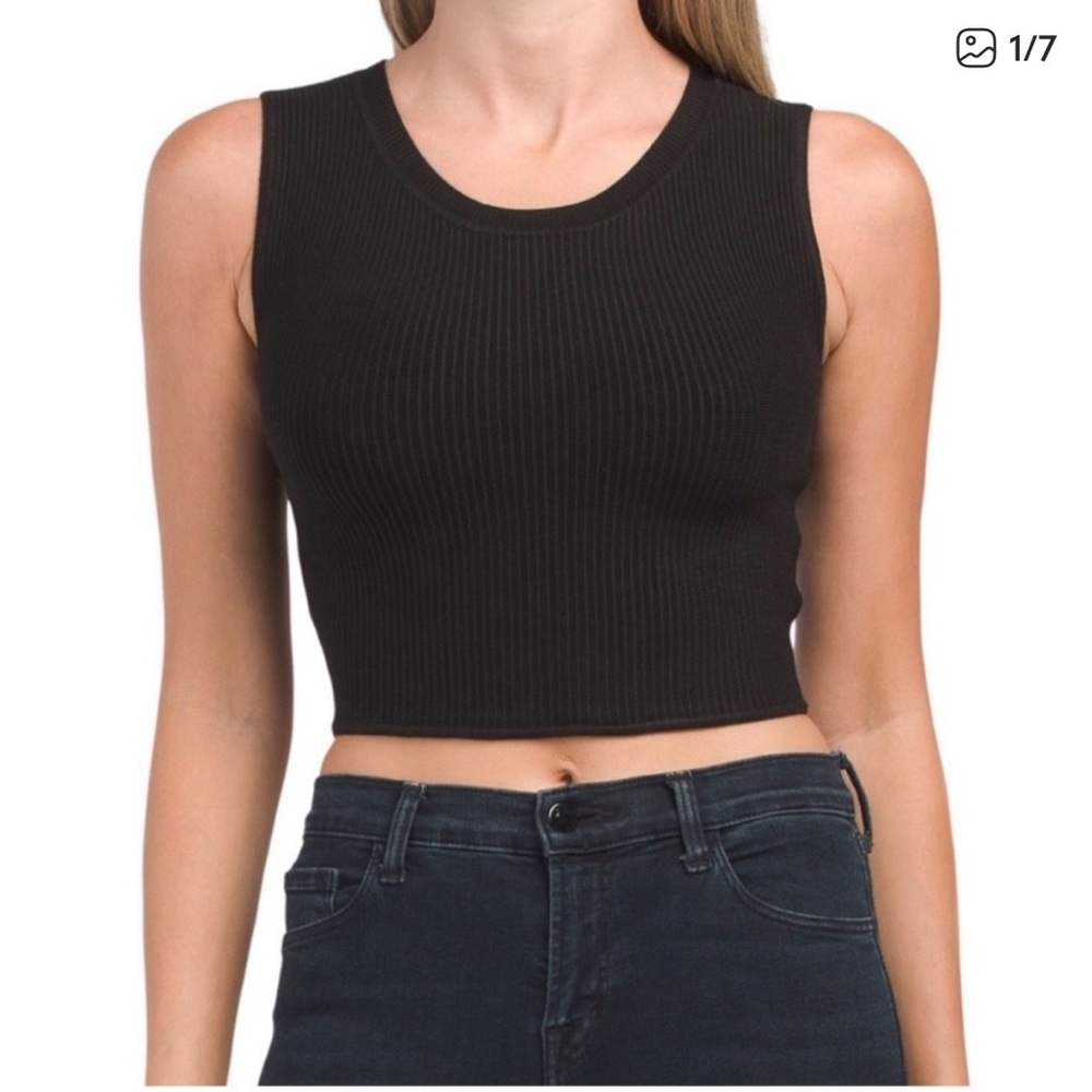 NWT House of Harlow black ribbed stretchy tank M minimalist chic goth emo preppy